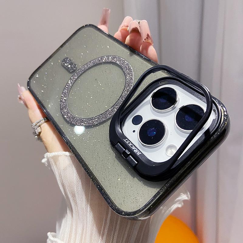 Luxury Clear Bling Magnetic Shockproof Phone Case for IPhone 17 15 16 14 13 12 Pro Max 17 Air for Magsafe Stand Protector Cover