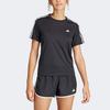 Adidas Three Stripe Color Block Reflective Sports Crew Neck Short Sleeve T-Shirt Women Tops Black IQ3875