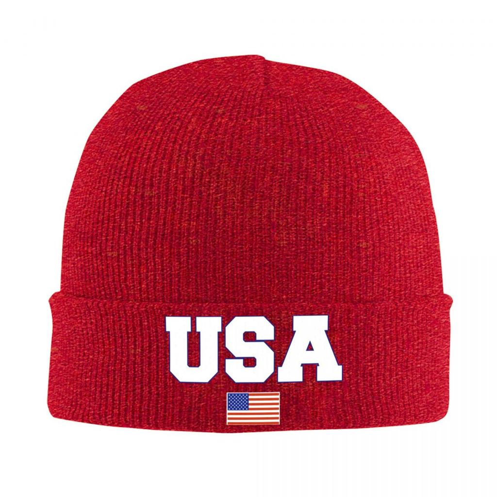 USA Printed Bonnet Hats Beanie Hats Printed Knit Hat Spring Casual Unisex Women Unisex Hippie Warm Caps