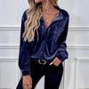 Retro Lapel Velvet Cardigan Shirt for Women - Long Sleeve, Autumn/Winter Collection 2026, European and American Style.