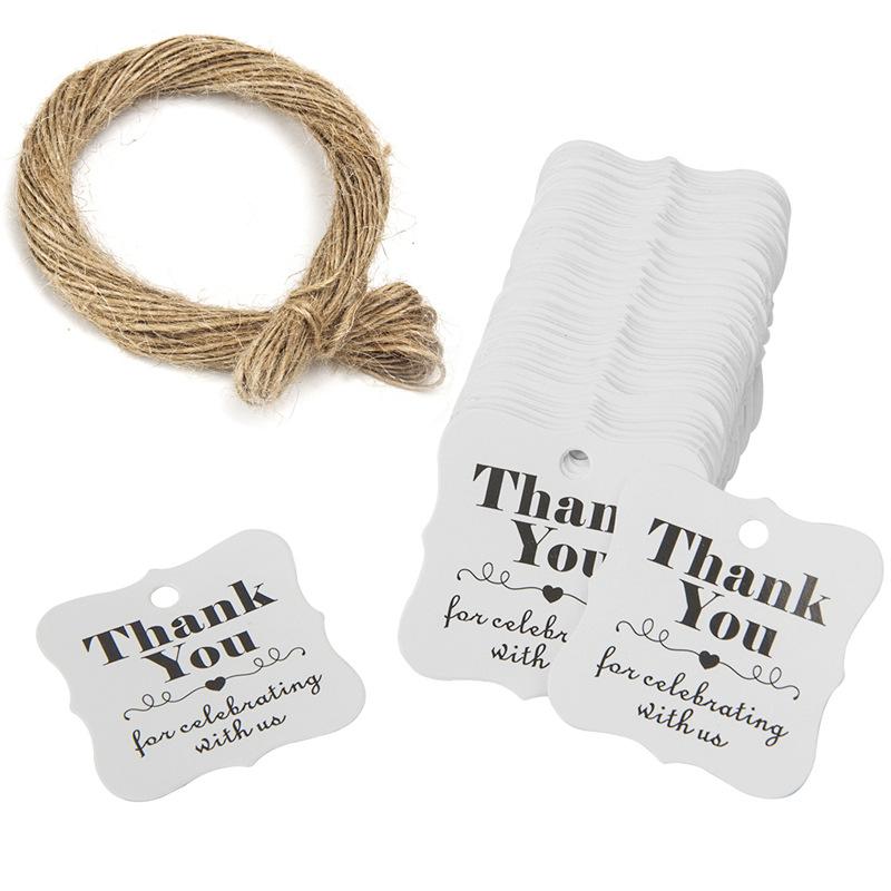 100pcs Paper Jewelry Packaging Blank Labels Display THANK YOU Tags Price Stickers With Rope Necklace Making Bracelet Supplies
