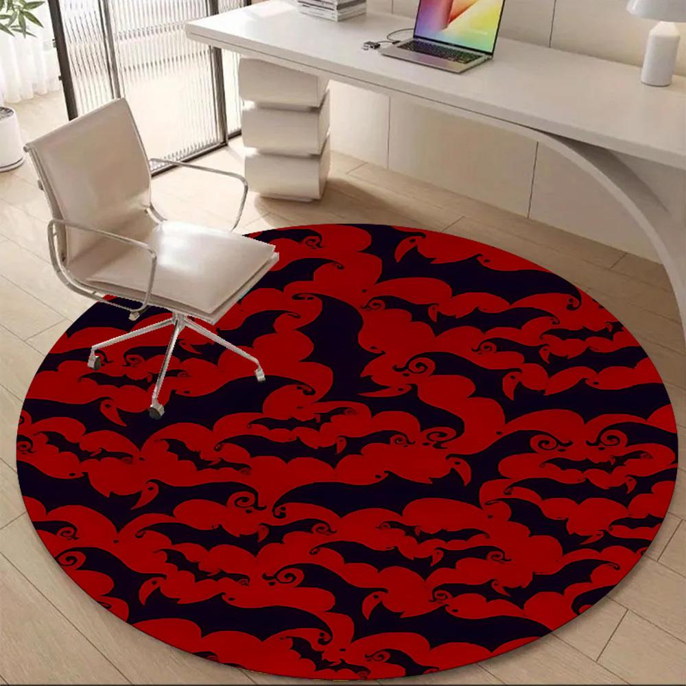 1PC Bat Swarm Office Round Area Rug, Mat Suitable For Office, Under Office Chairs Bedroom Living Room Home Decor, Room Deco