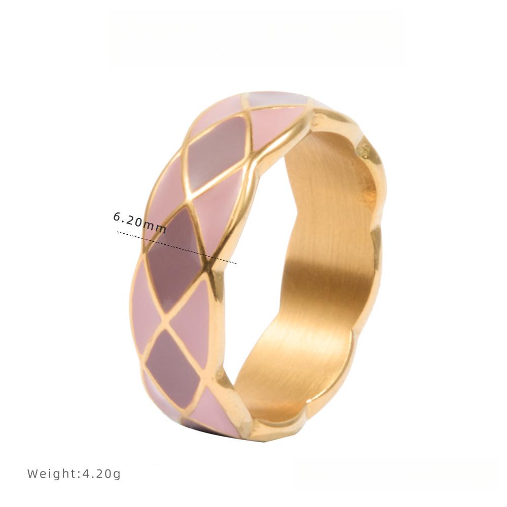 

Французский ромб Ромб Кольцо из титановой стали Премиум Мятное Мамбо Кольцо Женские Невыцветающие Украшения 9