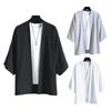 Spring Summer Men Blouse Cardigan Chinese Style Three-Quarter Sleeves Open Stitch Comfortable Fit Everyday Wear School Dating Mid Length Top
