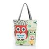 Stylish Women's Canvas Tote Shoulder Handbag Featuring Owl Design For Travel And Shopping