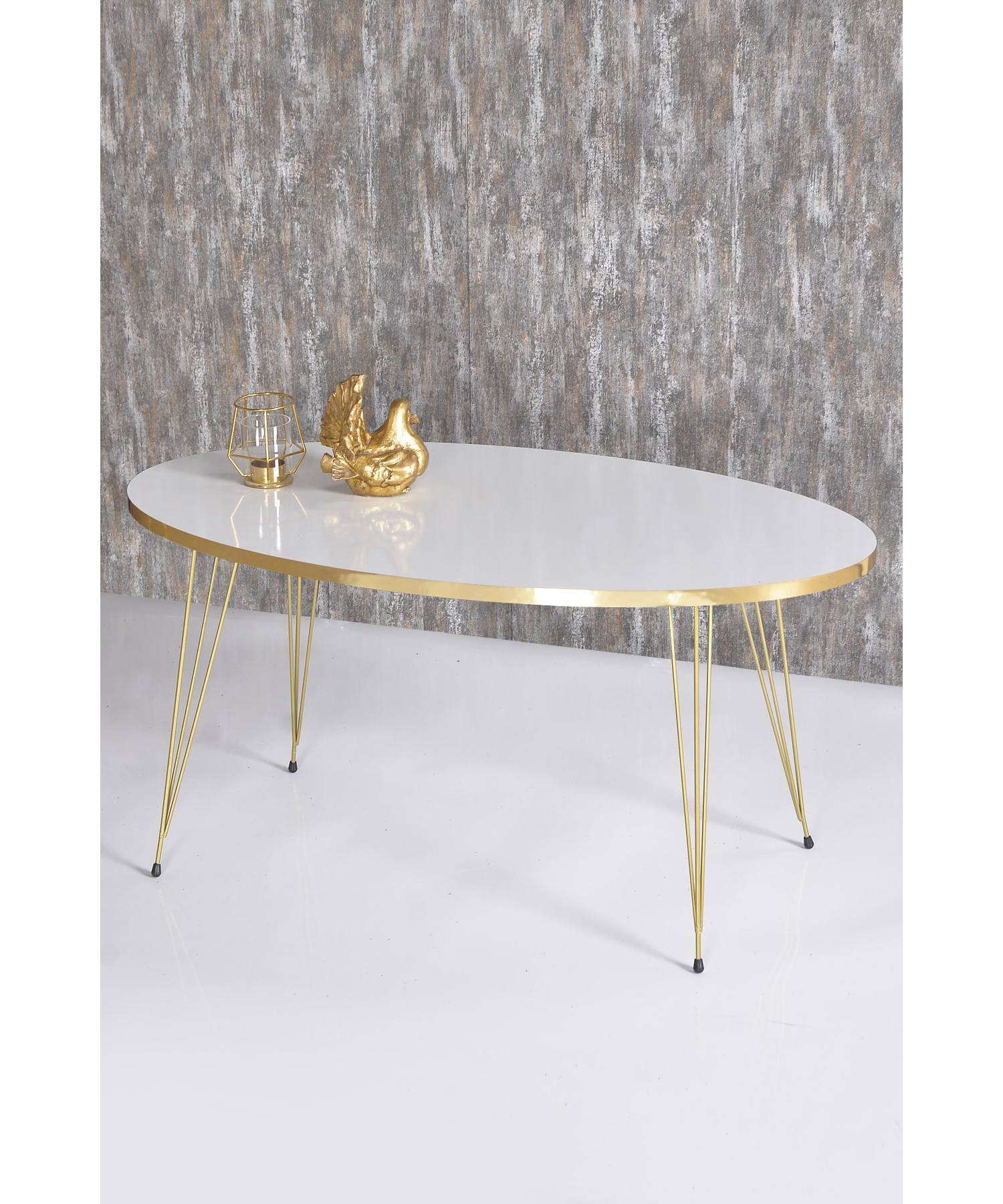 

Center Table Ellipse Gold White Wire