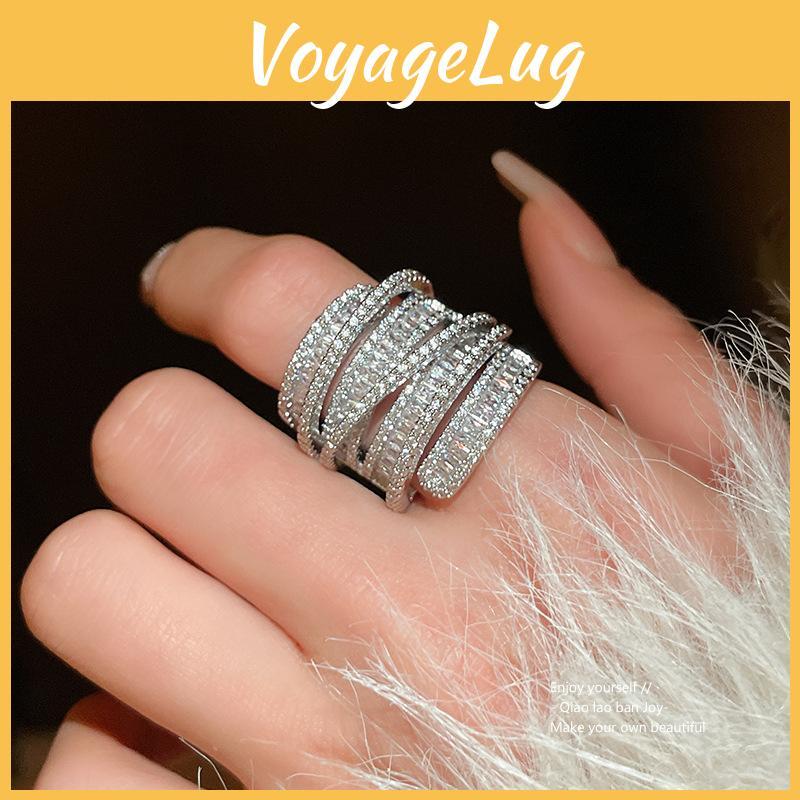 Geometric Zircon Wrap Ring For Women With Silver Finish In Fashion Casual Style