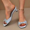 Mode Damsommar Tofflor med fjärilsknut Gatustil Fyrkantig tå Tjock klack Klänningsskor Utomhus Damtofflor
