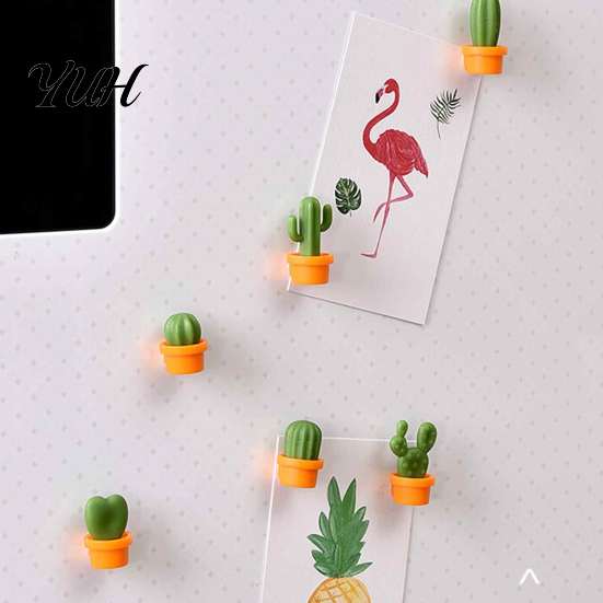 Whiteboard Decoration Magnet 6Pcs Potted Cactus Refrigerator Magnets, Mini Kitchen Fridge Magnet, Memos Notes Photos Holder, Decorative Accessories