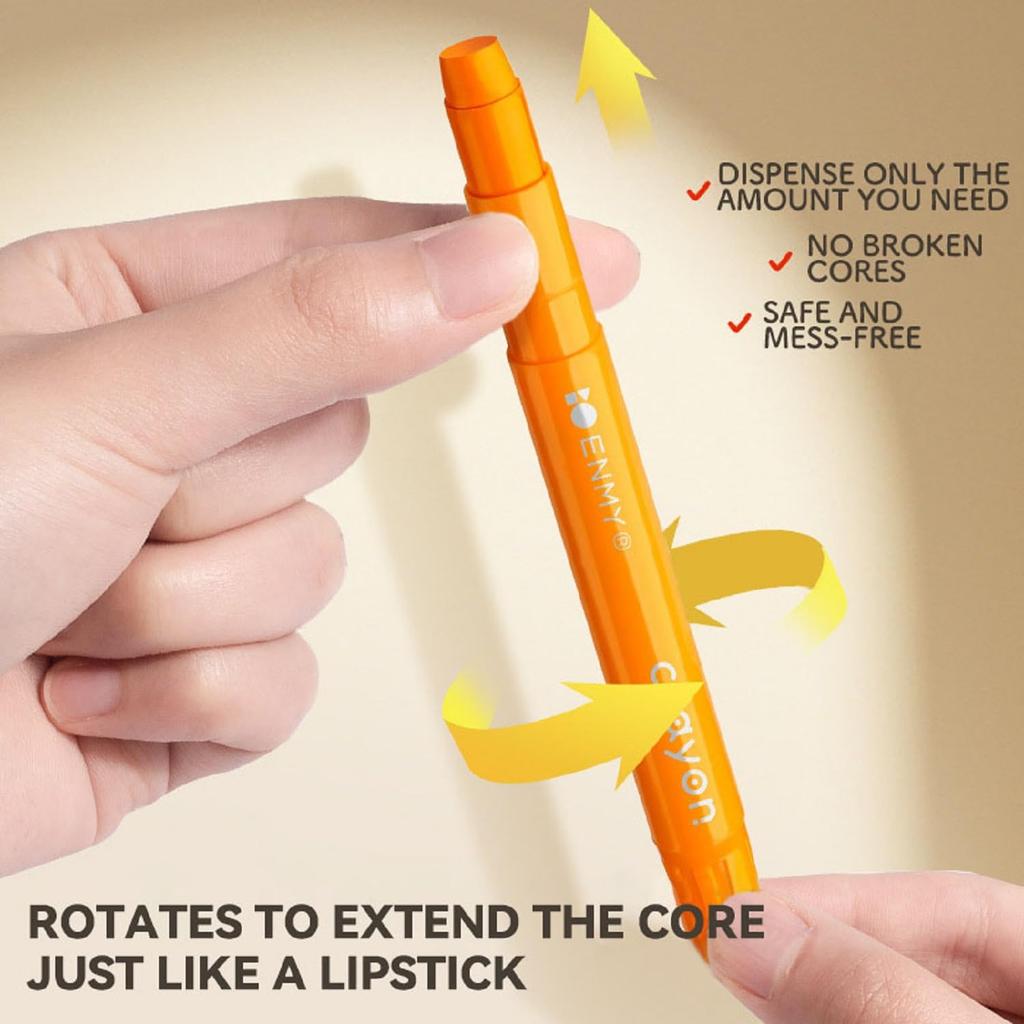 ENMY Crayon Retractable Gel Tempera Crayons for and Doodling On and 48-Color Set Water-Washable, Crayons. Break-Resistant Drawing, Coloring, Paper,