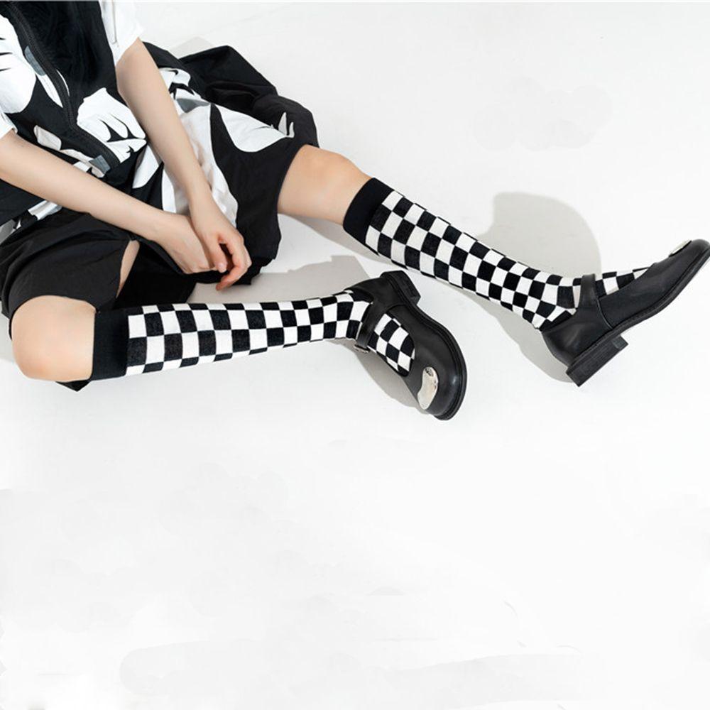 Checkerboard Street style Harajuku Cool Cotton Stockings Women Hosiery Korean Style Socks