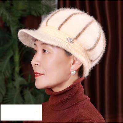 Winter Mother's Hat with Velvet To Keep Warm Old Lady's Woolen Hat Thickened Autumn and Winter Grandma's Versatile Knitted Hat for Middle-aged