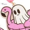 Flamingo Swimming Ring Jewelry 1 Pair Summer Halloween Ghost Earrings for Women, Cute Quirky Gifts Pool Float Dangle Drop Earrings, 2D Acrylic Holiday