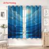 2pcs Blue Night Sky Curtains with Moon & Seagulls Design - Semi-Transparent Polyester   Machine Washable   Grommet Top for Easy