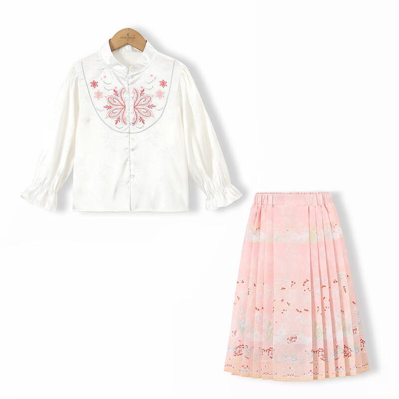 Girls' New Chinese Style Embroidered Satin Set