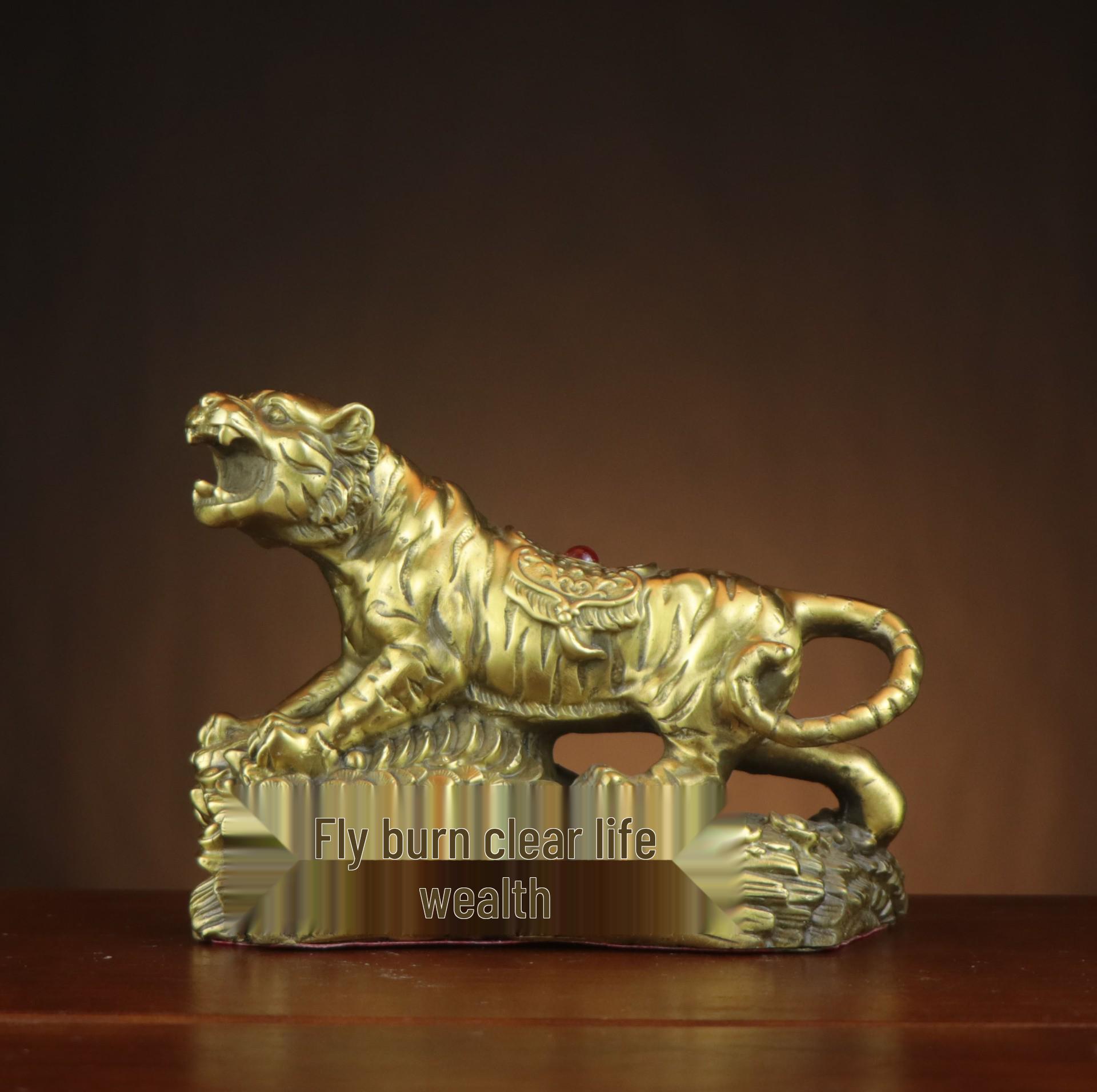 All-Copper Roaring Tiger Wealth & Prosperity Ornament for Home, Shop, or Office