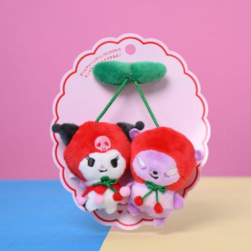 Cherry Cinnamoroll Hello Kitty Kuromi Pompompurin Plush Mascot Holder Pendant Plush Key Ring Keychain Cute Character Merchandise [Reloading] (Kuromi)