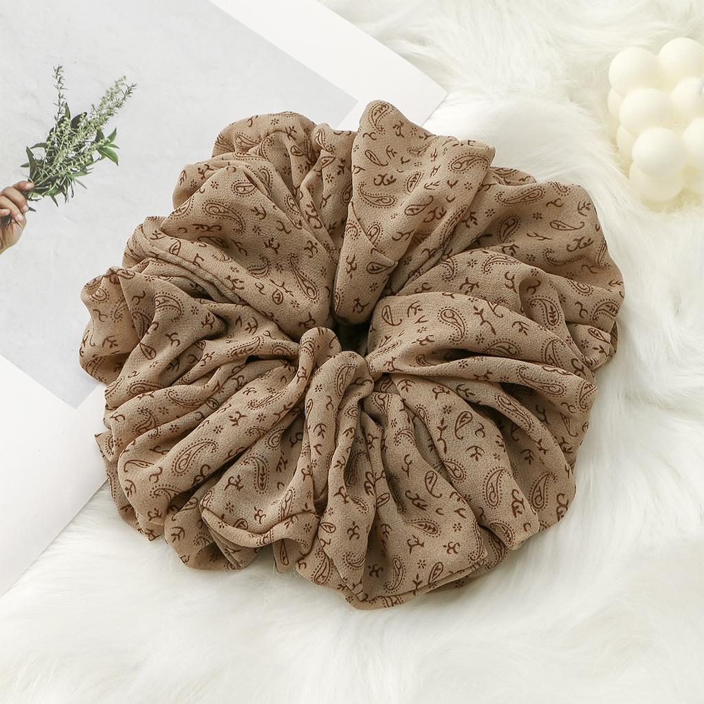 Fashion Muslim Printed Scrunchy Large Premium Oversize Hair Band Malaysia Chiffon Big Size Muslim Hijab Scrunchies