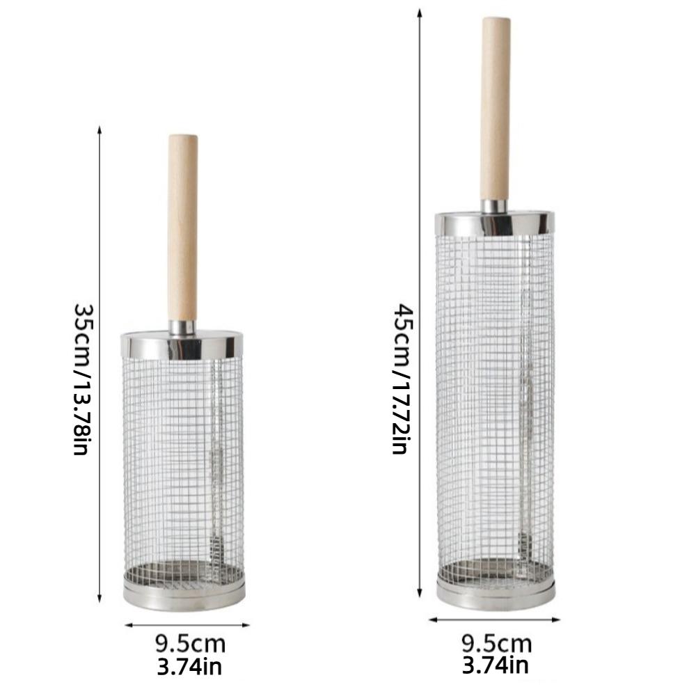 2/3Pcs Set Stainless Steel Rolling Grilling Basket Cylinder Barbecue Cage BBQ Basket Camping
