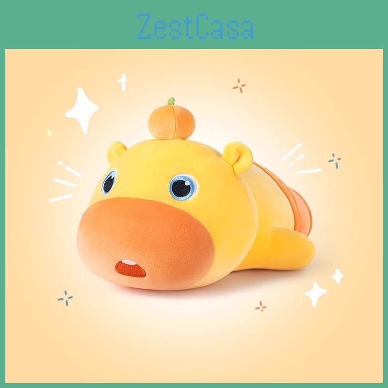 Cuter Capybara Plush Toy Withorange On Top Design For Kids Bedroom Decor Gift