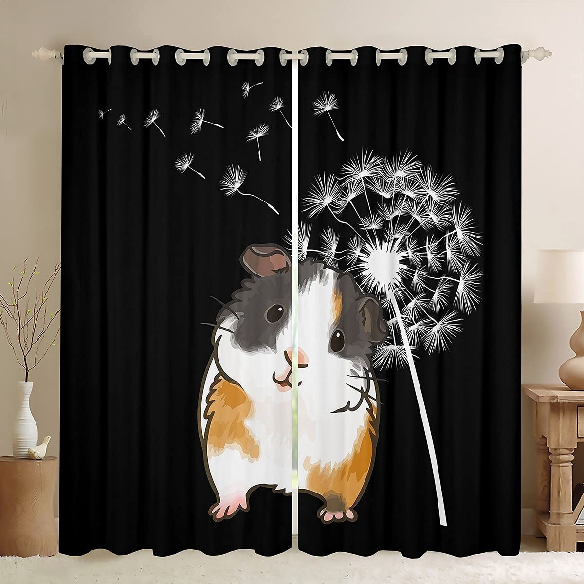 

Шторы на окна с изображением морской свинки для спальни, гостиной, милые шторы на окна с изображением животных, цветные фоновые шторы, 2 шт. W55 X H120cm X 2&Grommet Top