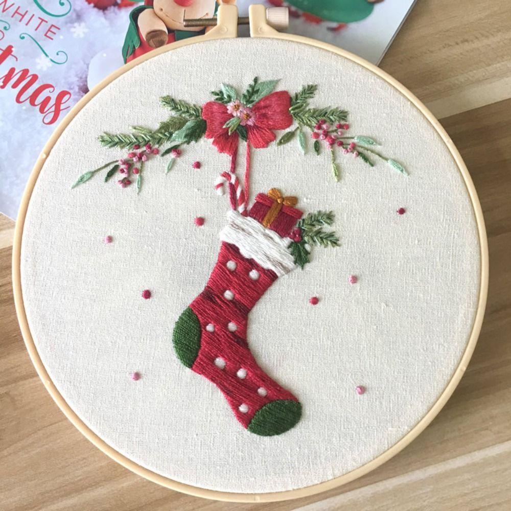 Elk Deer Christmas Embroidery Kit DIY Embroidery Set Home Decor Cross Stitch Set  Adults