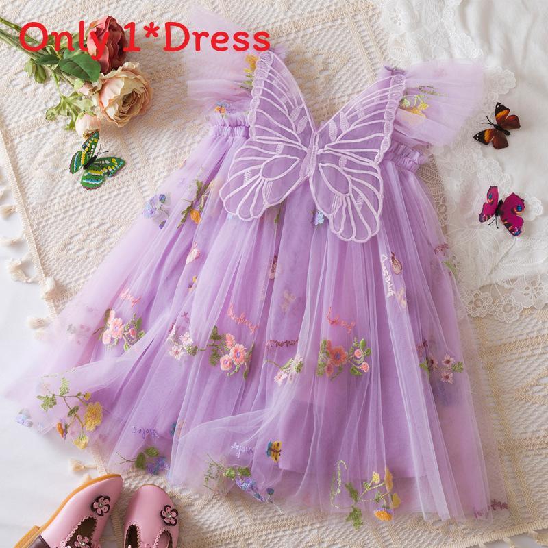 Korean Style Girl Dress With Embroidered Flowers And Tulle For Toddler Girls
