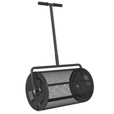 Kompostspridare 75L 61x40cm Gödselspridare Gräsmatta Trädgård med T-handtag Nätkorg Metall Svart