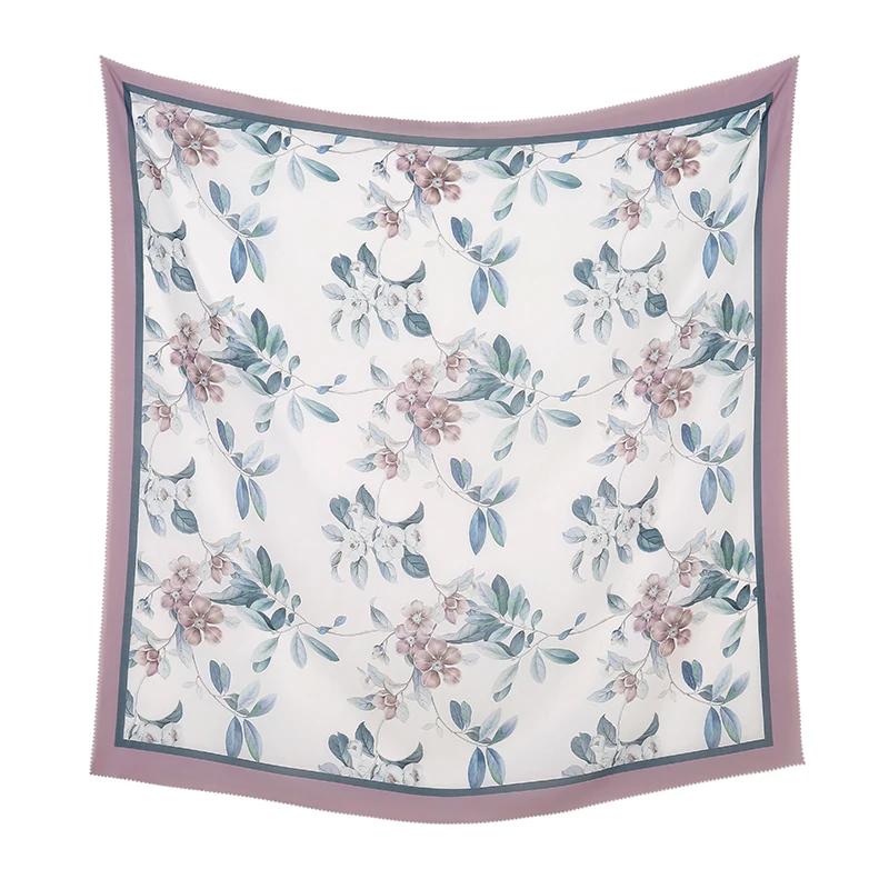 110*110cm Neuer Baumwoll-Leinen-Quadratischer Schal Damen Kopftuch Blumenmuster Halstuch Schals Kopftuch Bandanas Haargummi Stirnbänder