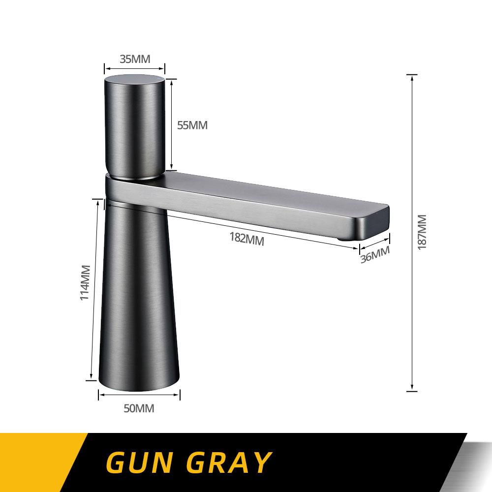 Basin Faucet Gunmetal Bathroom Tap Round Single Handle Single Hole Hot And Cold Water Deck Mounted Sink Mixer