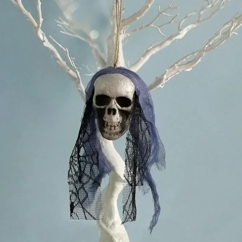 Terror Skull Hanging Ornaments Foam Skull Bride Clothes Bone Head Scene Layout Props Home Decorations Festival Party Supplies