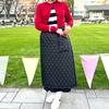 CLEAN HOUSE Long Black Wrap Sizes with Quilted Padded and Throw Blanket Skirt, 80cm, S-L, Lining, Pockets,