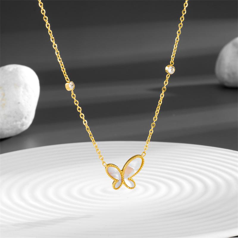 18K Gold-Plated Irregular Butterfly Diamond Necklace, Non-Fading, European & American Style Niche Design. золотой