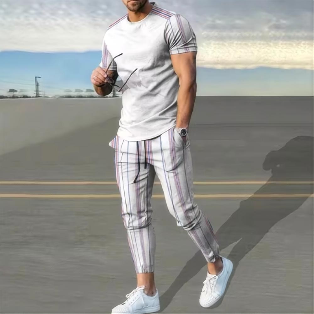 Summer Men's Sportswear Set Short Sleeved T-shirt Long Pants Two-piece Set Men's Sportswear 3D Printed Casual Trend Oversized