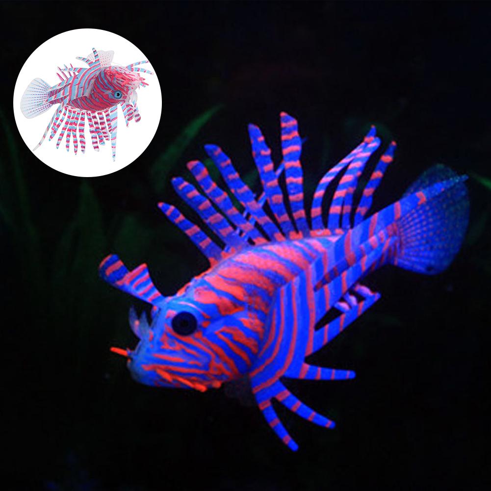 Aquarium Artificial Simulated Silicone Lionfish Luminous Ornament Fish   Decoration