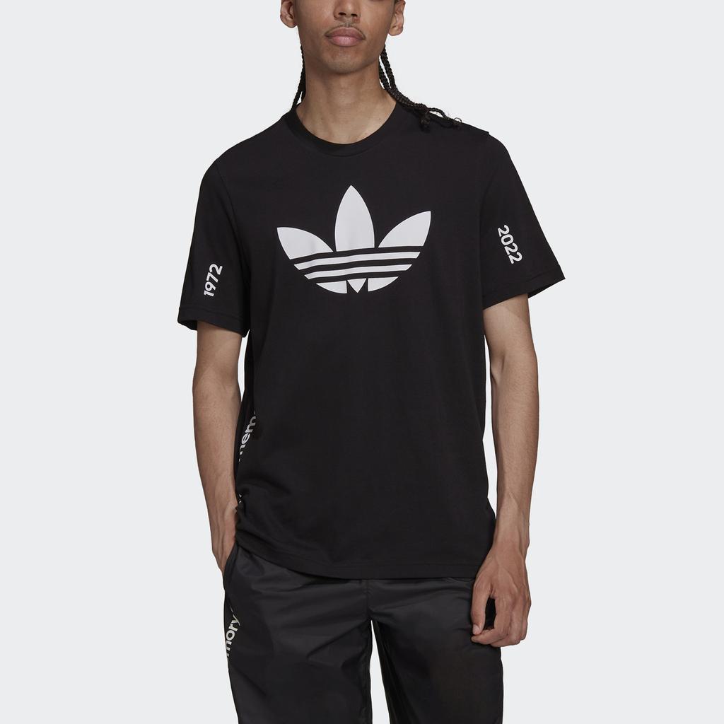 Adidas Originals Trefoil C Tee Large Logo Casual Short Sleeve T-Shirt Men Tops Black HC7166
