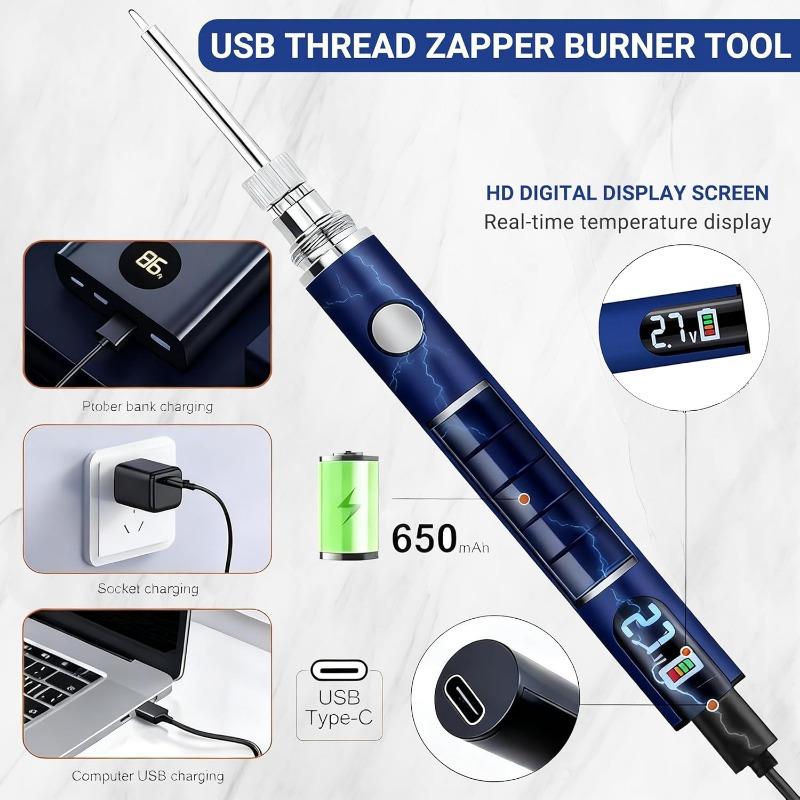 1SET USB portable electric soldering iron, soldering pen, manual braided rope, digital display, three-speed adjustable voltage