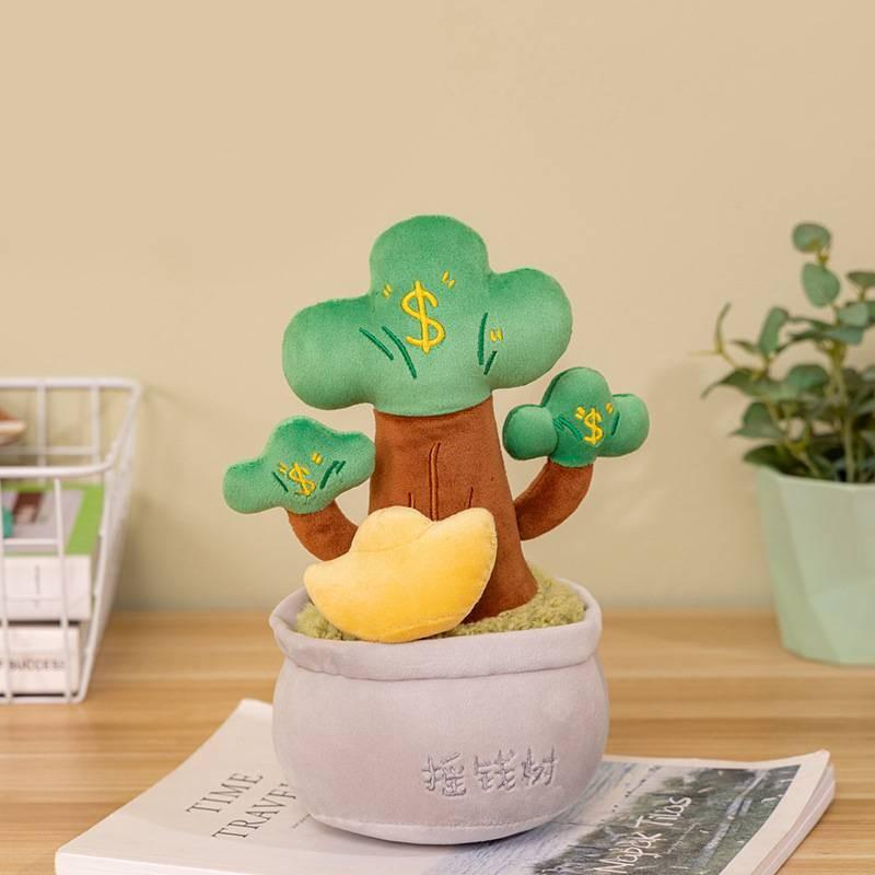 Lifelike Plush Money Tree Potted Plant Cute Desk Decoration For Living Room Display