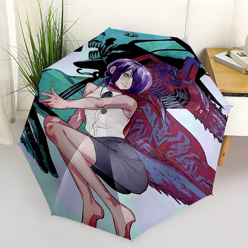 

1pc Outdoor Umbrella with Anime Character Design - Automatic Opening/Closing Umbrella with Portable Tri-Fold Design, 8-Rib Iron Frame - Perfect Gift f