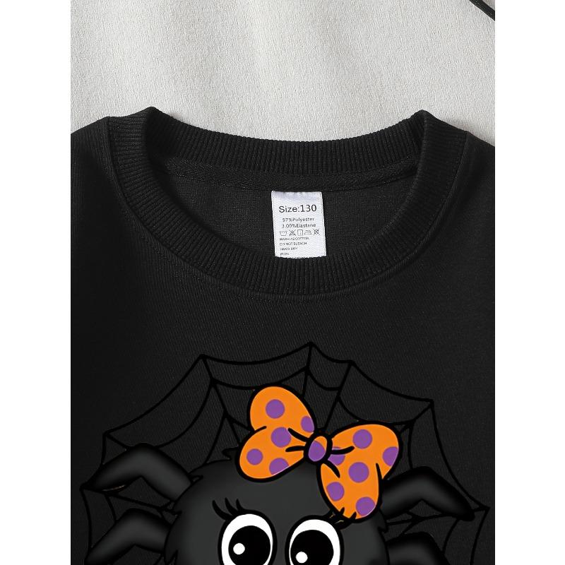 Adorable Sweatshirt Featuring a Spider with a Bow And The Word 'Boo', Perfect for Girls