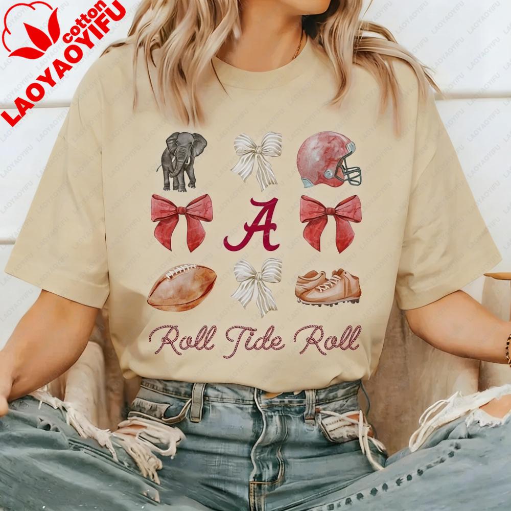 Trendy Cute Alabama Football Printedunisex Sweet Graphic T Shirts Pattern Aesthetic Clothing Summer Casual Style Cotton T-Shirt