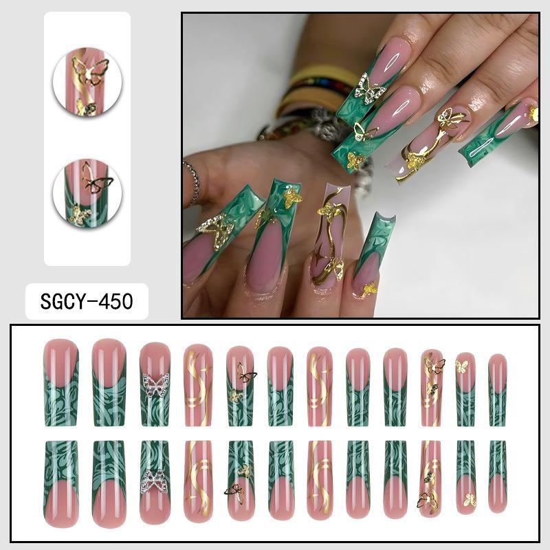 O8 Long Nail Art Tips - European & American High-End Wearable Summer Stickers