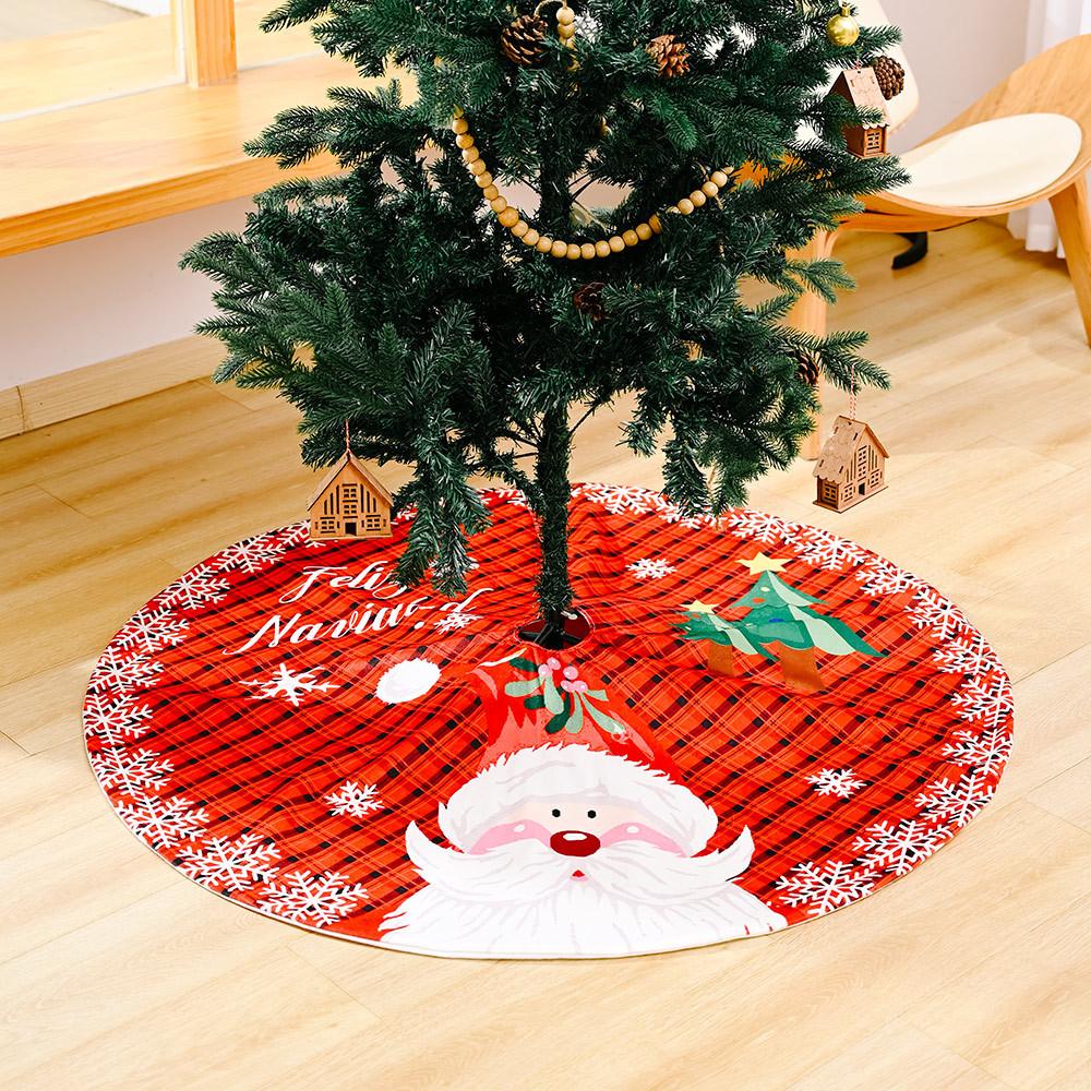 

Festive Christmas Tree Skirt With Santa Claus And Snowflake Pattern In Red Green Check Design RedGreen Snowflake Dress