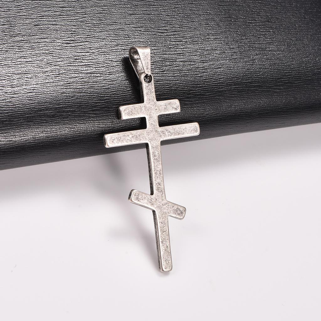 Stylish Stainless Steel Orthodox Cross Pendant Necklace for Women Men Religious Prayer Charms Chain Faith Metal Church Jewelry