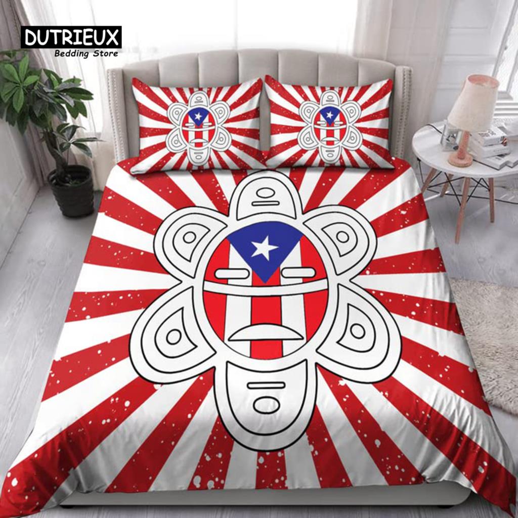 Puerto Rico National Flag Duvet Cover Set Twin Full King Size Gay Rainbow Bedding Set Microfiber Star Love Heart Comforter Cover