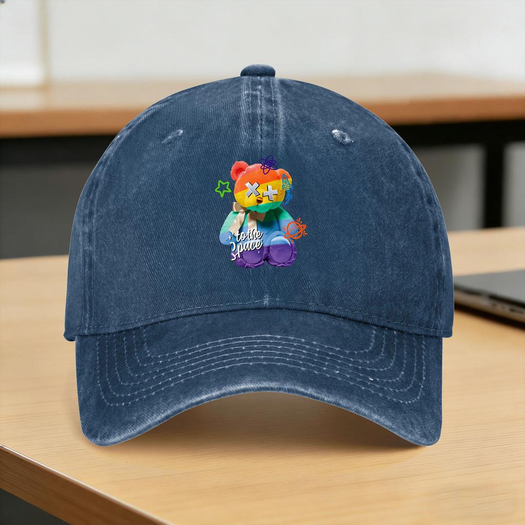 Baseball Cap Teddy Bear Playing Badminton Print Summer Casual Trucker Hat for Young Unisex And Women FeUnisex Unisex