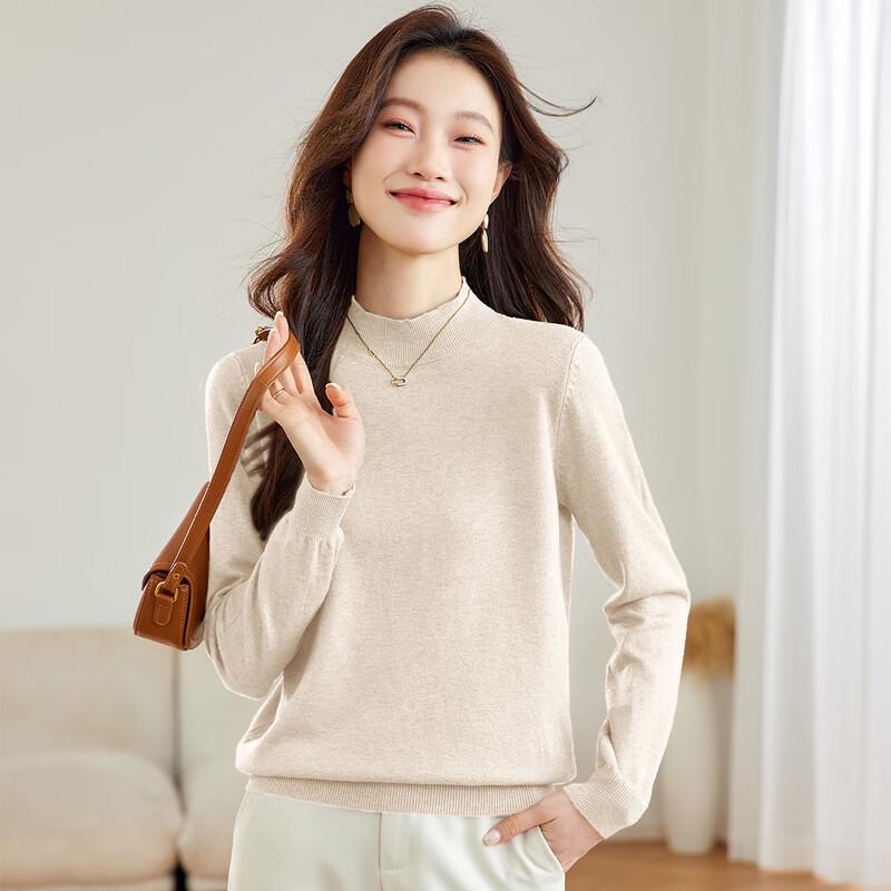 SNOWFLYING Women's Mock Neck Long Sleeve Knit Top