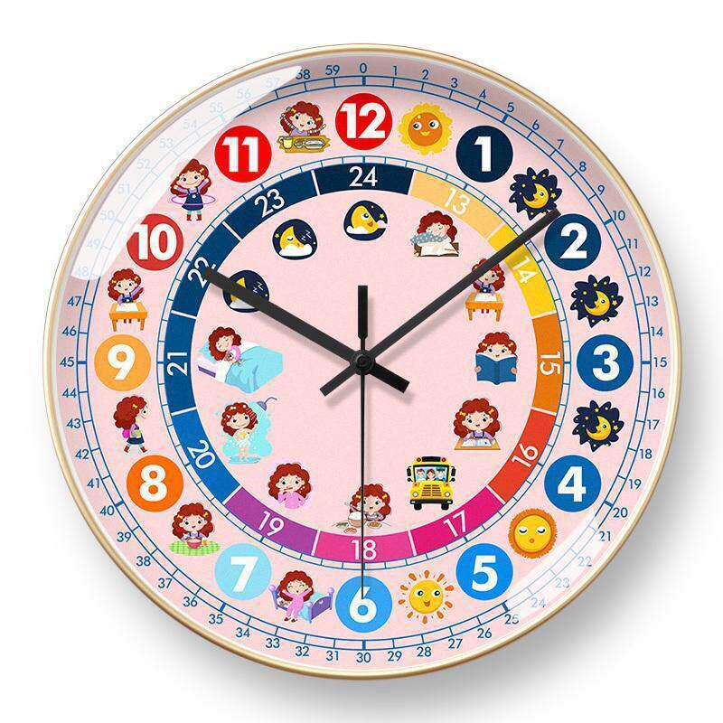 Kids' Educational Cartoon Wall Clock for Learning Time - Silent Clock for Children's Bedroom and School