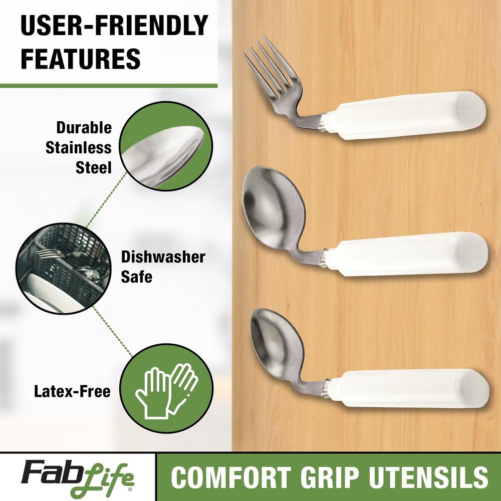 Comfort Grip Fork Weak Hands Adaptive Utensil Seniors Arthritis Parkinsons Ergonomic Easy Grip Self Feeding Aid Dishwasher Safe