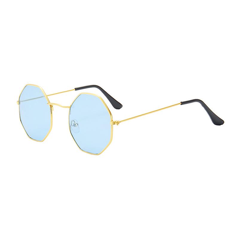 Fashion New Polygon Creative Transparent Ocean Lens Sunglasses Octagonal Trendsetter Sunglasses Metal Frame Glasses